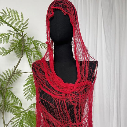 Lightweight Trendy Distressed Scarf Casual Solid Color Ragged Shawl Mesh Hole Photography Shawl Street Wear