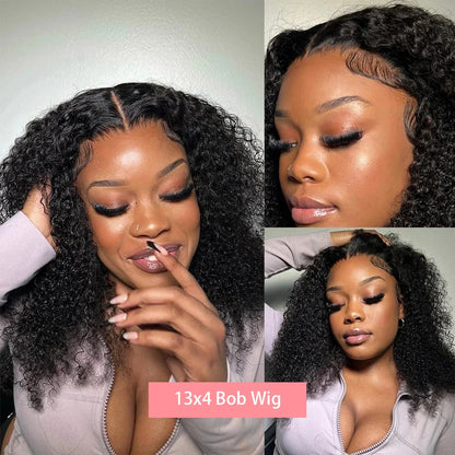 Loose Deep Wave Short Bob 13x4 HD Lace Front Wigs Brazilian 100% Human Hair Curly 4x4 Transparent Lace Frontal Wig 12 14 16 Inch