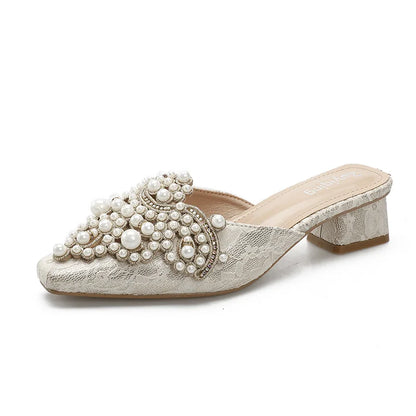 Mules Shoes Women Sandals Ladies Elegant Rhinestone Designer Mirror Luxury Party Slipper Summer New 2026 Slippers Fashion Roman
