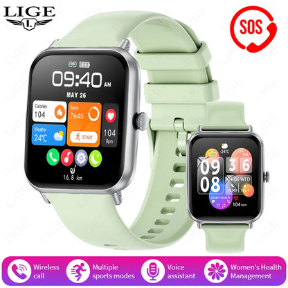 LIGE Fashion 1.83" HD Screen Smart Watch Women Bluetooth Call IP68 Waterproof Ladies Watches Daily Health Monitor Smartwatch New