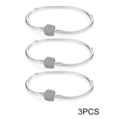 925 Sterling Silver Bracelets Bangles Original Love Heart Clasp Charms Beads Snake Chain Luxury DIY Jewelry For Women Gift