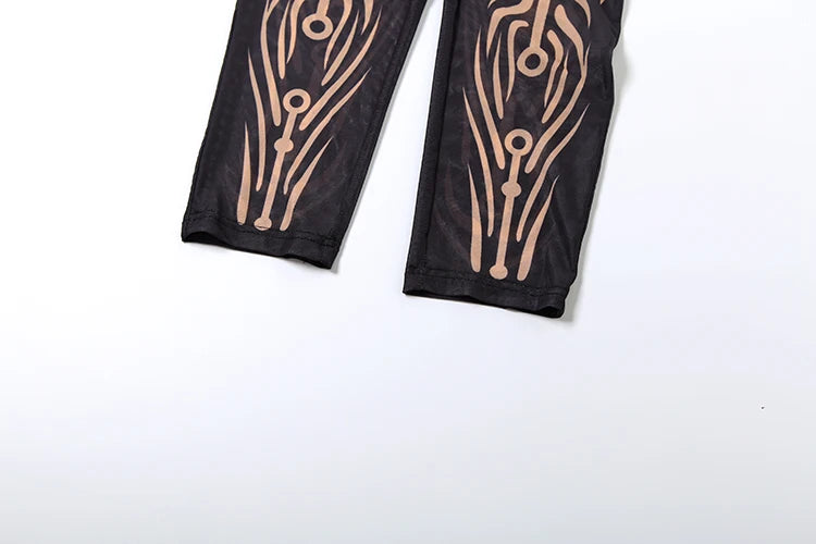 Weird Puss Sexy Striped Print Jumpsuits Women Wild Style Turtleneck Full Sleeve Midnight Party Club Stretch Streetwear Overalls