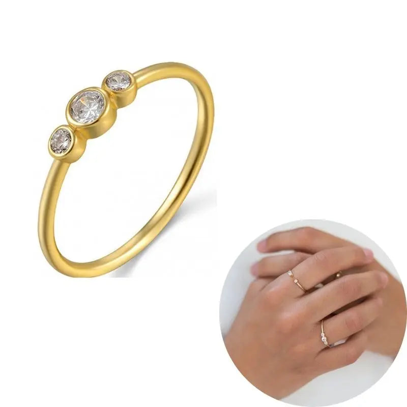 24K Gold Plated Colorful Crystal Gold Rings Turquoise Engagement Wedding Anniversary Ring Light Luxury Fashion Jewelry Gifts A40