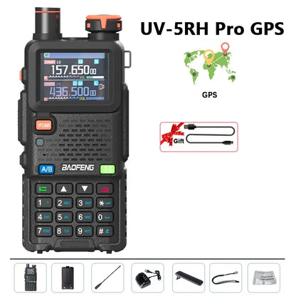 Baofeng UV-5RH Pro GPS Walkie Talkie 10W High Capacity Type-C Charger Falling Alarm NOAA Weather Channel 640CH Upgrade of UV-5RM
