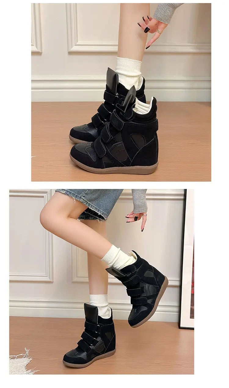 2026 Summer New Invisible Height-Boosting Color-Block Retro Versatile Sporty Casual High-Top Shoes for Women