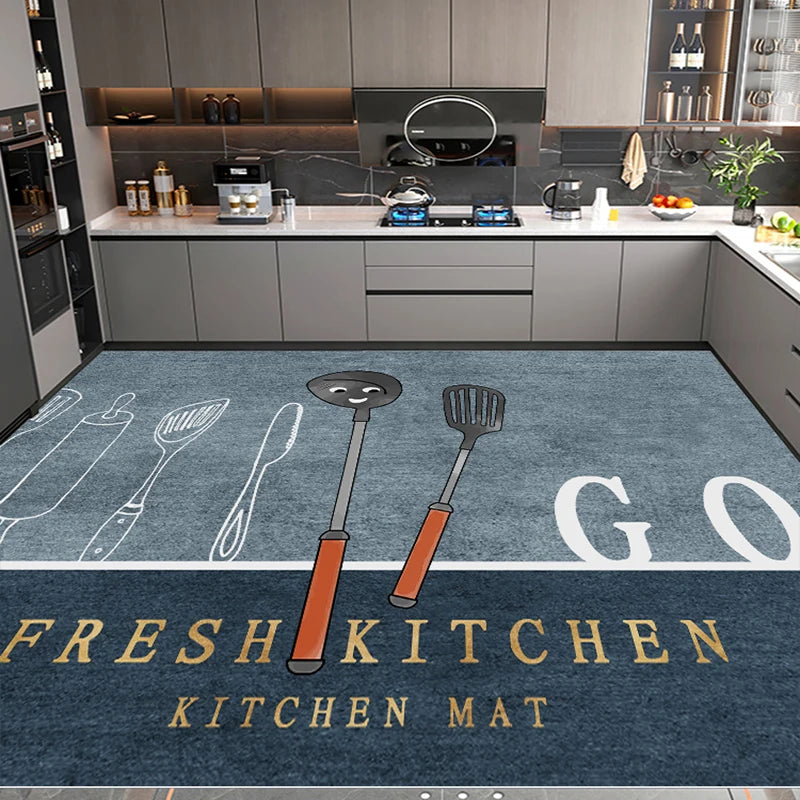Modern Minimalist Balcony Washable Carpet Large Area Non-slip Floor Mat Anti-oil Anti-fouling Kitchen Rugs Home Pvc Leather Rug