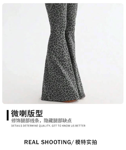 ZHEJIN Leopard Jumpsuit Women Flare Leg Yoga Romper Backless Criss Cross Workout Bodysuit Scrunch Butt Lift Gym Fitness Wear