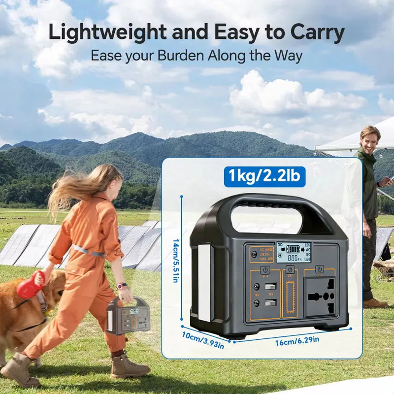 Portable Solar Power Station 500W 460Wh 300W, LiFePO4 Battery 220V EU Outdoor, BMS Storage System, Power Bank and UPS Function
