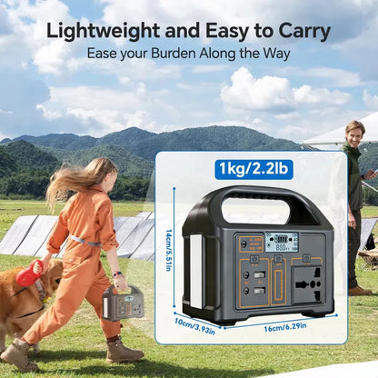 Portable Solar Power Station 500W 460Wh 300W, LiFePO4 Battery 220V EU Outdoor, BMS Storage System, Power Bank and UPS Function