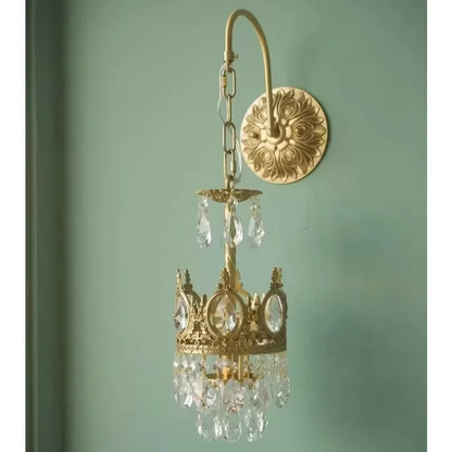 Modern Luxury Chandelier LED Crystal Vintage French Pendant Lamps for Living Dining Table Room Golden Crown Lighting Home Deocr
