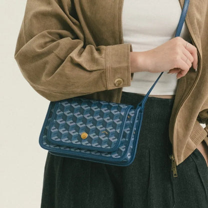 Luxury Monogram Messenger Bag Women Geometric Print 3D Cube Coated Canvas Crossbody Bag Classic Versatile Elegant Shoulder Bag
