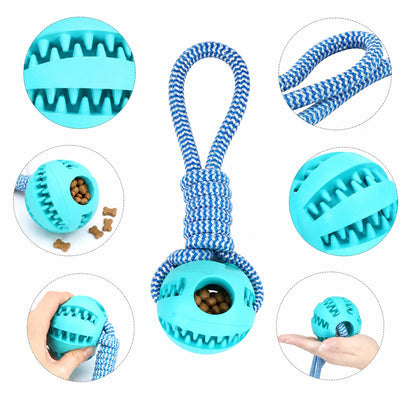 Interactive Dog Toys Treat Dispensing Ball Cotton Rope Tug Chew Toy for Small Medium Large Dogs Teeth Cleaning Bite Resistant Pet Supply