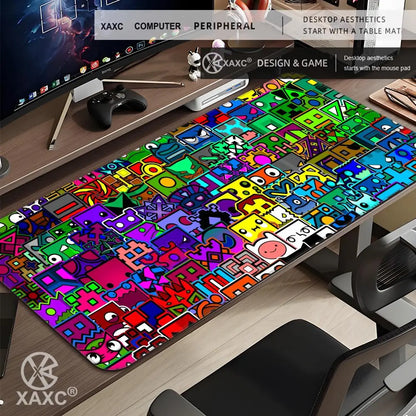 E-sports Cool Mouse Pad Geometry Dash Gaming Desk Mat Laptop Carpet PC Cabinet Large 900x400mm Accessories Computer XXL XAXC