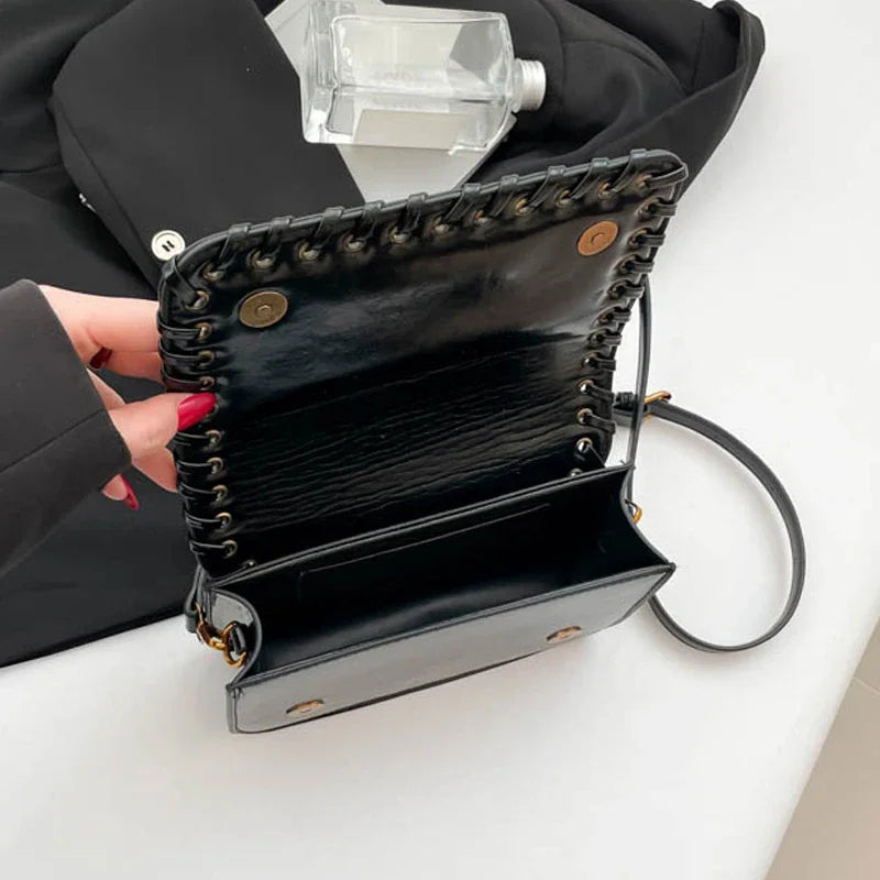 Solid Color Flip Crossbody Bag For Women Small Handbag Women Fashion Designer Bags PU Leather Shoulder Bag Female Purses