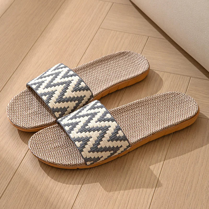Hemp Casual Women's Slippers Home Flats Spring Summer Luxury Designer Woman Shoes Fashion Indoor Slides Ladies Soft sole Elegant