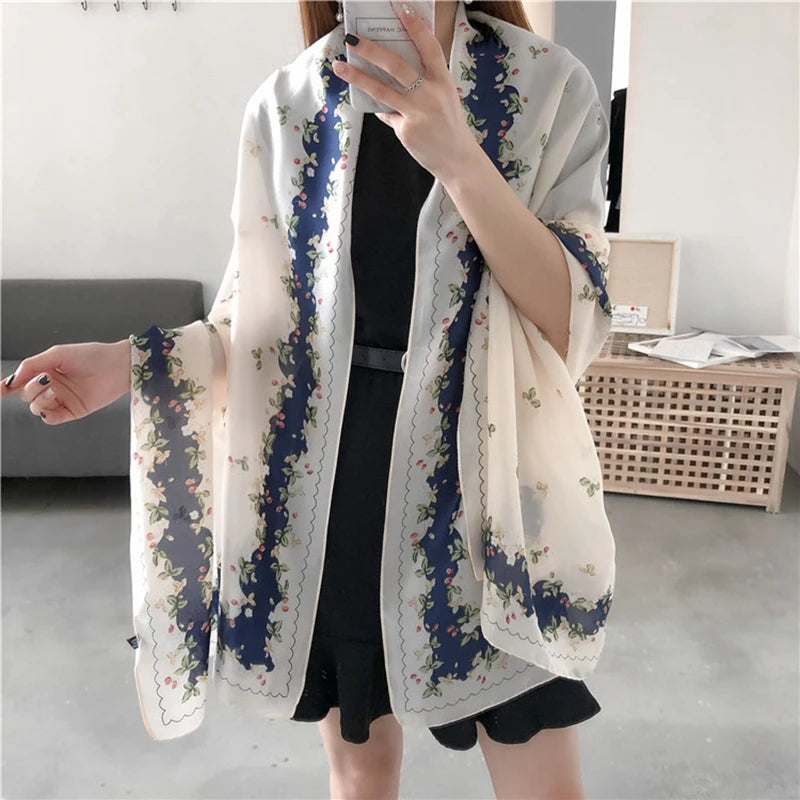 Beach Scarf Women Luxury Designer Tree Print Shawls Travel Long Foulard Female Sun Protection Wraps New YD0861