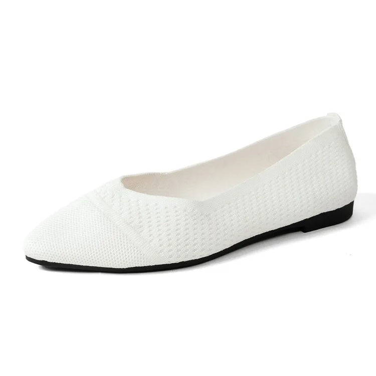 Summer Fashion Solid Color Low-Top Shoes Luxury Round Toe Women's Knit Slip-on Outdoor Walking Shopping Women's Flat Shoes 36-43