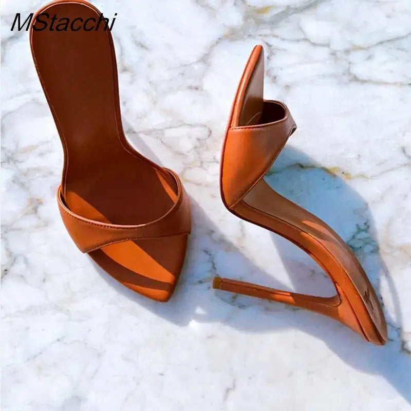 Super-high Heel Slippers Women Shoes Summer Peep Toe Mixed Colors Stiletto Sandals Sexy Party Ladies Shoes Luxury Woman Pumps