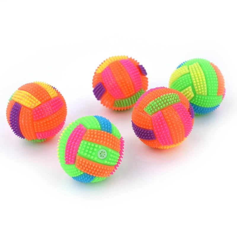 Dog Chew Toys for Small to Large Breed Dogs Squeak Glowing Balls Non-Toxic Rubber for Puppy Clean Teeth Relieve Boredom