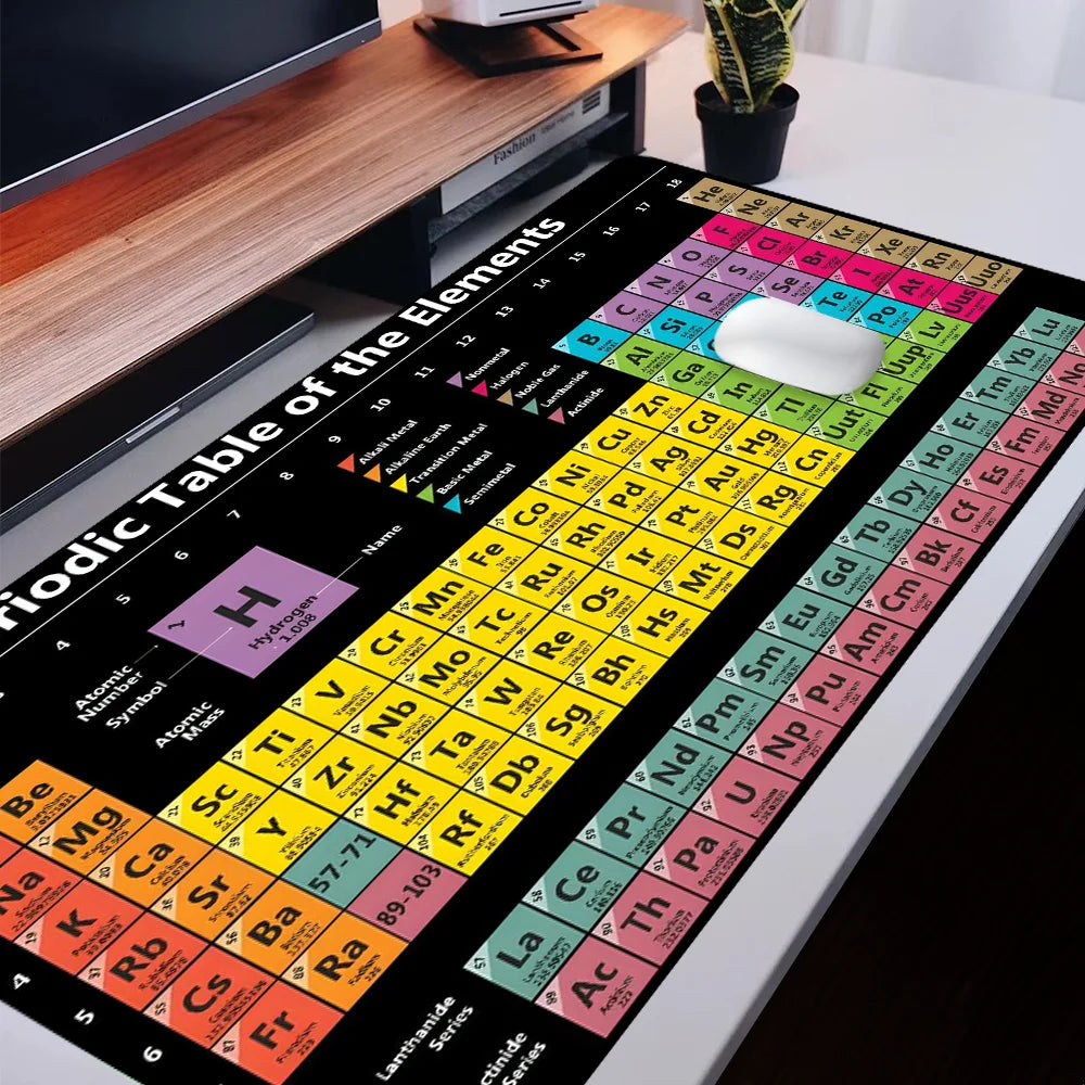 Periodic Table Mouse Pad Color Gaming Mousepad Offices Accessories Laptop Office Rubber Non-Slip Rubber Stitched Edge Deskpad