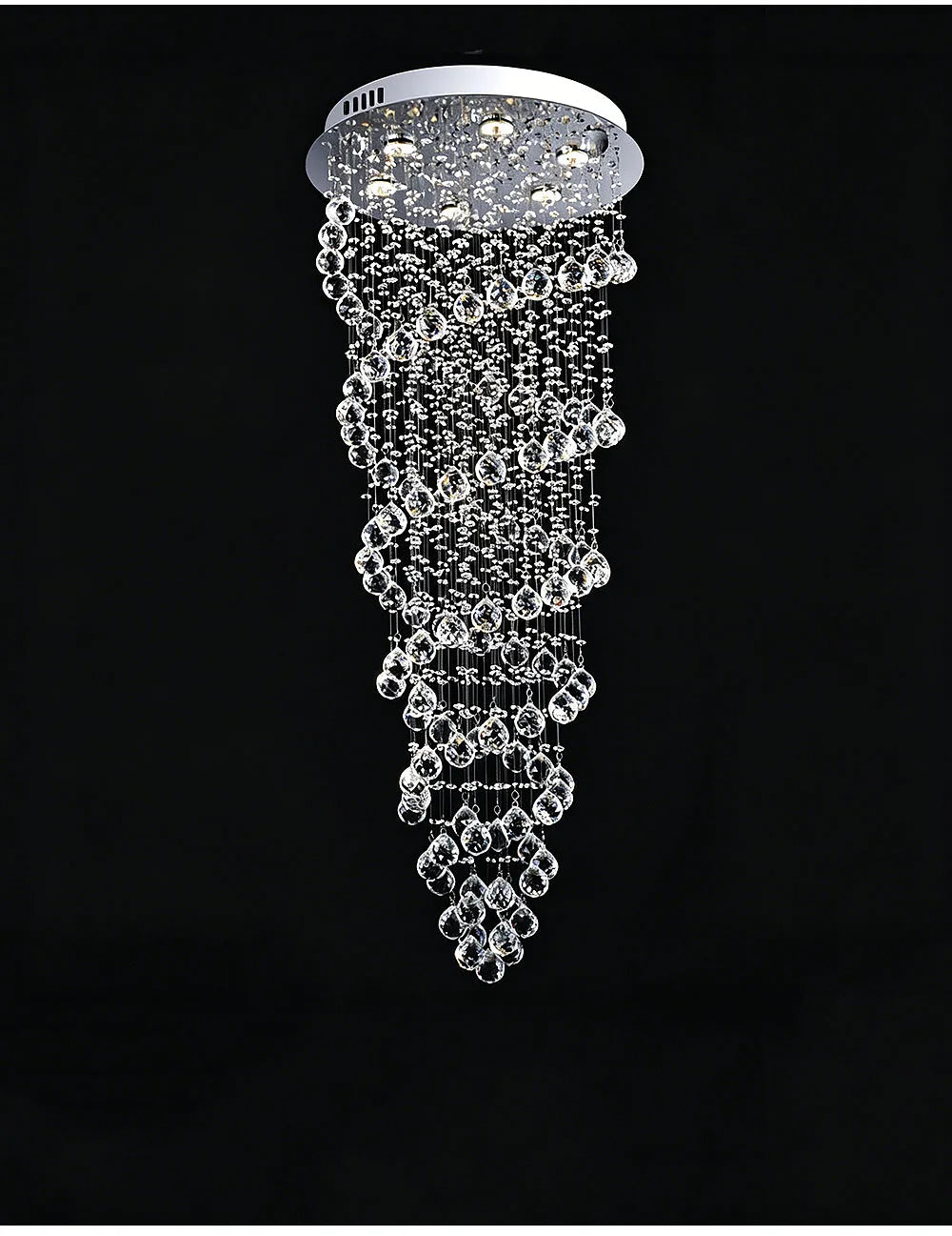 Modern Luxury Spiral Crystal Ceiling Fixture Long Cascading Crystal Design for Duplex Stairwell High Ceiling Home Lighting