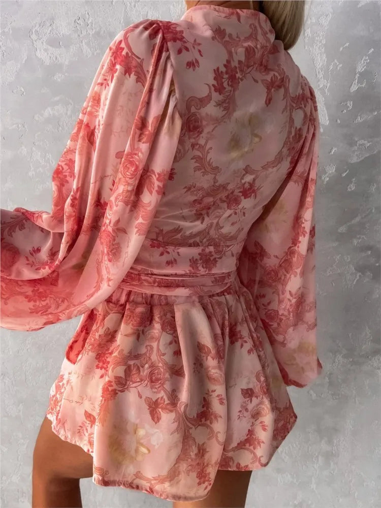 Summer Casual Boho Print Holiday Beach Playsuit Female Sexy Deep V Neck Jumpsuit For Women Fashion Shorts Women's Jumpsuits