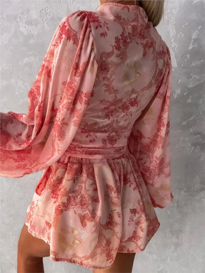 Summer Casual Boho Print Holiday Beach Playsuit Female Sexy Deep V Neck Jumpsuit For Women Fashion Shorts Women's Jumpsuits