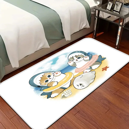 Funny Cat M-Mofusand  Floor Mat Bathroom Mat Kids Room Bedroom Decoration Anti-Slip Doormat Living Room Bedside Area Rugs