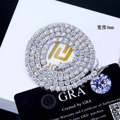 NUOYA Hip Hop Moissanite Tennis Necklace Ice Out VVS1 Diamond Chain Sparkling Jewelry Luxury Gifts for Men and Women