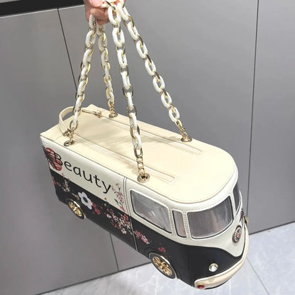 Luxury Designer Purses and Handbags Funny Bus Shape Bag Pu Leather Woman's Bag Purse High Quality Party Wedding Bag