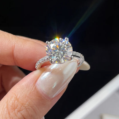 Real 1-5CT Classic Round Moissanite Diamond Rings for Women Wedding Real 925 Sterling Silver Designer Luxury Fine Jewelry