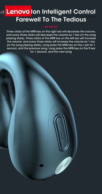 Lenovo Original Bone Conduction TWS Earbuds Ambie Sound Earcuffs Ear Earring Wireless Bluetooth Earphones Sport Headset