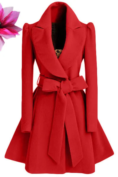Women's Winter Long Jacket Coat Warm Woolen Outerwear Elegant Lady's Coat for Autumn Season Fashionable Ladies' Outerwear