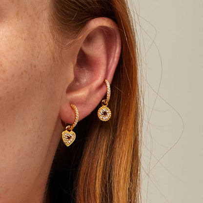 White Color Zircon Hoop Earrings 925 Sterling Silver Needle Cross/Star/Flower/Water Drop Pendant Gold Earrings Luxury Jewelry