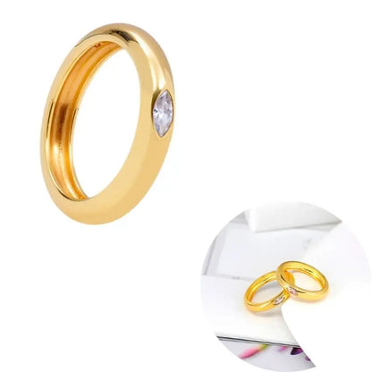 24K Gold Plated Colorful Crystal Gold Rings Turquoise Engagement Wedding Anniversary Ring Light Luxury Fashion Jewelry Gifts A40