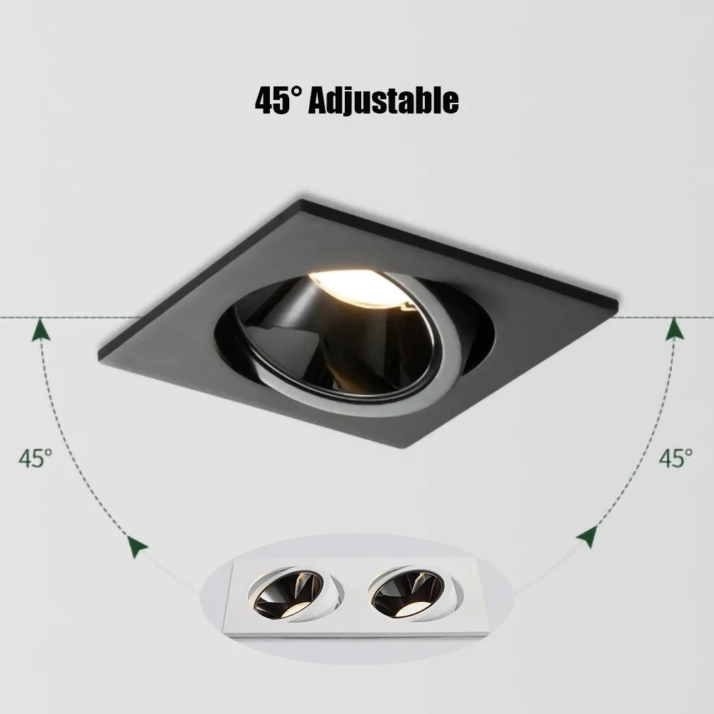Recessed LED Ceiling Lamp 9W 12W 15W Single/Double Head LED Spot Lights COB Anti-Glare Downlight For Home Office Store Indoor