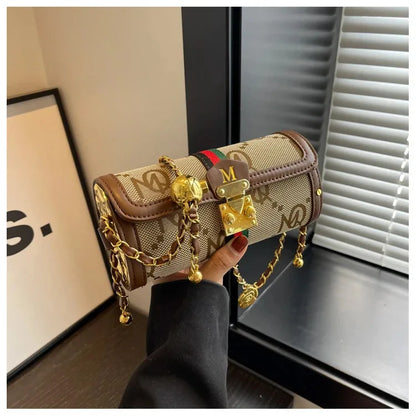 Light luxury brand-name high-end designer bag female 2025 new spring and summer niche shoulder bag messenger bag cylinder bag