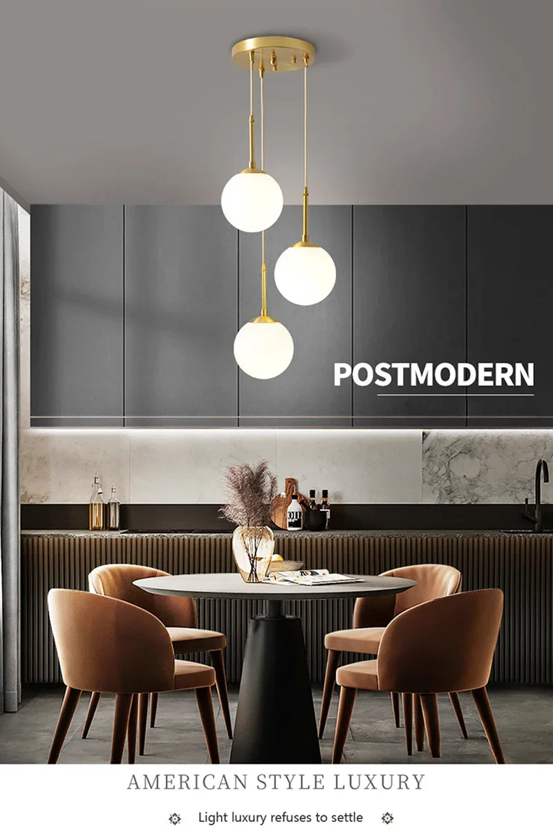 LED Glass Ball Pendant Lamp Chandelier Lights Home Indoor Kitchen Island Restaurant Bar Table Decor Hanging Suspension