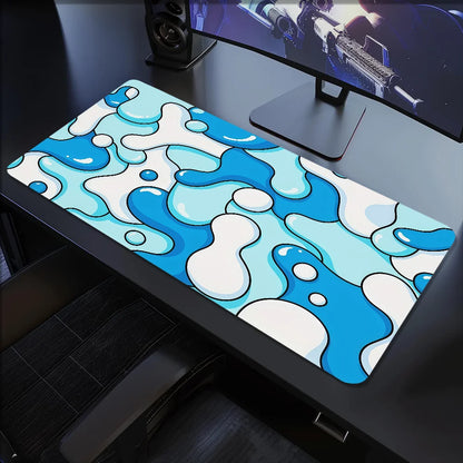 Mouse Pad MousePad Non-slip Lockedge Blue Art Office Student Gaming Thickened Large Writing Pad Wave Cushion