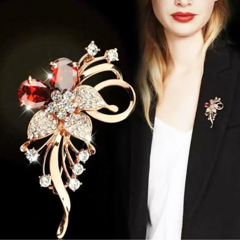 Luxury Temperament Zircon Flower Brooches For Women Girls Fashion Versatile Shiny Corsage Wedding Clothing Accessories Gifts