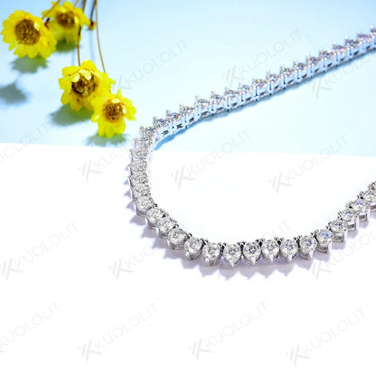 Kuololit Moissanite Tennis Necklace for Women Sterling 925 Silver D/VVS Moissanite with Certification 3 Prong Necklace for Party
