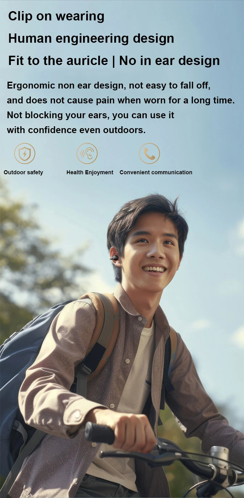 New Bluetooth Earphones Mirror-Style Digital Display Soft Silicone Ear Clip Wireless Headphone HD Noise Reduction Sports Headset
