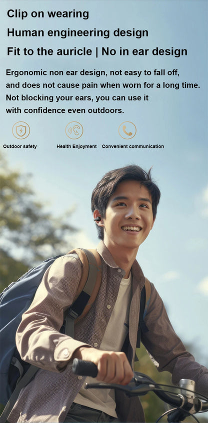 New Bluetooth Earphones Mirror-Style Digital Display Soft Silicone Ear Clip Wireless Headphone HD Noise Reduction Sports Headset