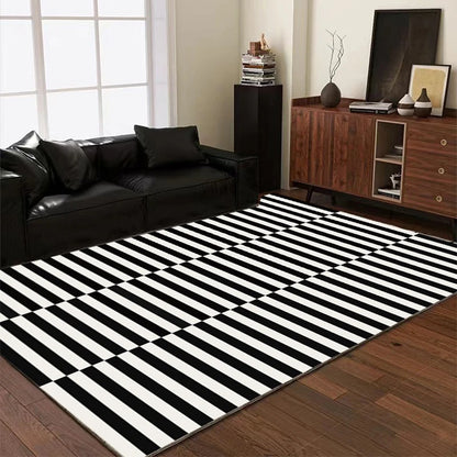 Light Luxury Black and White Striped Rug Modern Large Area Living Room Sofa Rugs Simple Bedroom Decor Carpet Home Room Carpets