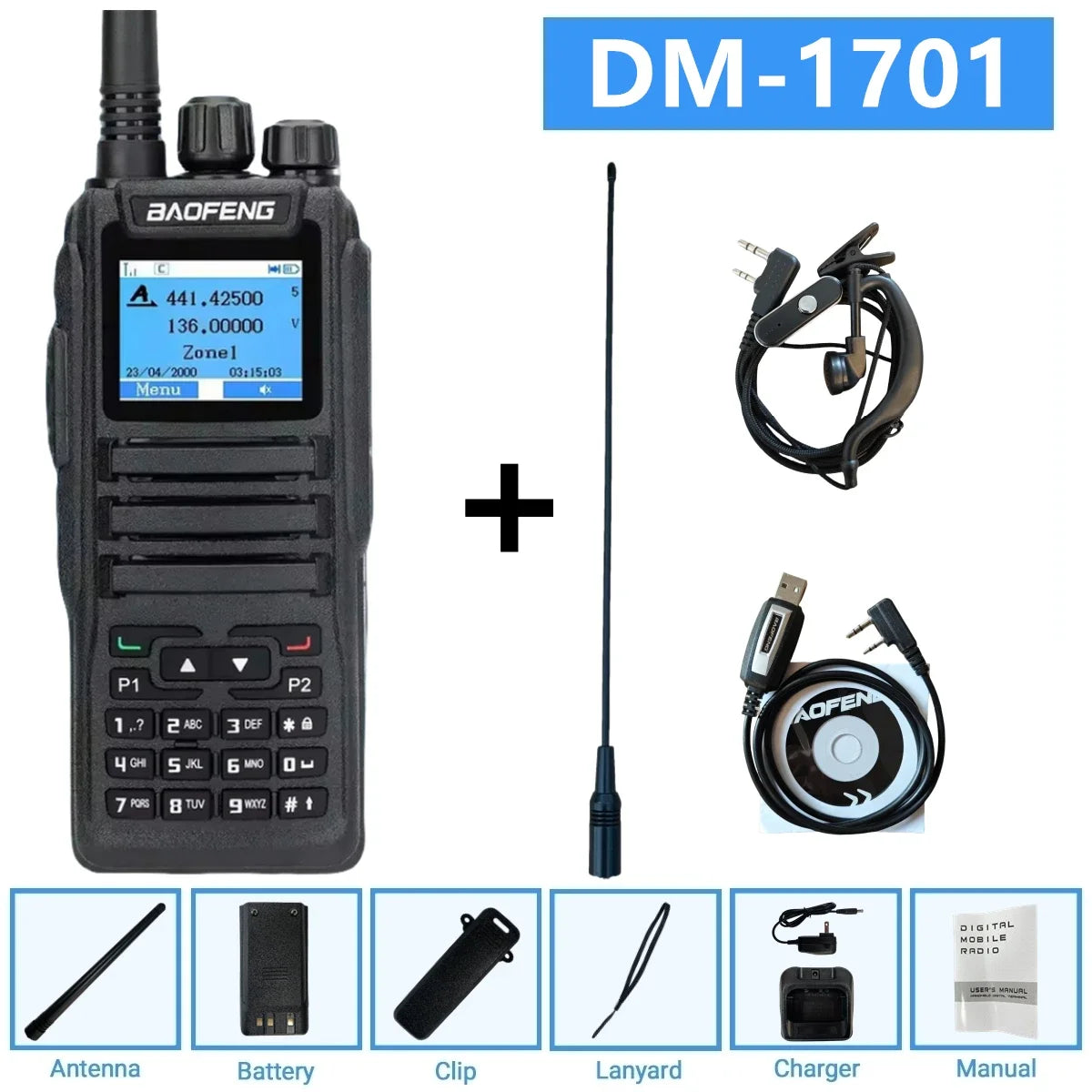 Dmr Digital Two Way Radio Baofeng Dm-1701 Dual Band Vhf/Uhf 3000 Channel Dual Time Slot Ham Radio For Professional Communication