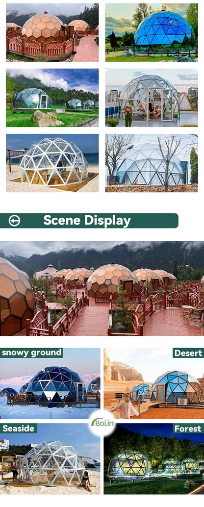 Luxury Geodesic Glass Dome Tent Insulated Hexagonal Honeycomb Aluminum Alloy Outdoor Glamping Resort Hotel Starry Sky Room
