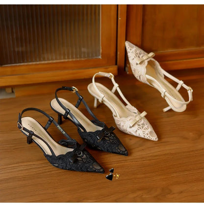 Bow Women's Pointed Toe Sandals Sexy High Heels Fashion Shoes Stilettos Party Slides Sexy Pumps Dress Mujer Zapatos