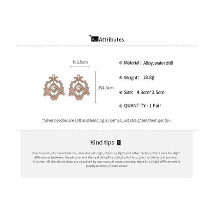 Inlaid Rhinestone Geometric Hollow Pattern Jewelry Sets for Women Elegant Temperament Light Luxury High-end Earring Necklace Set