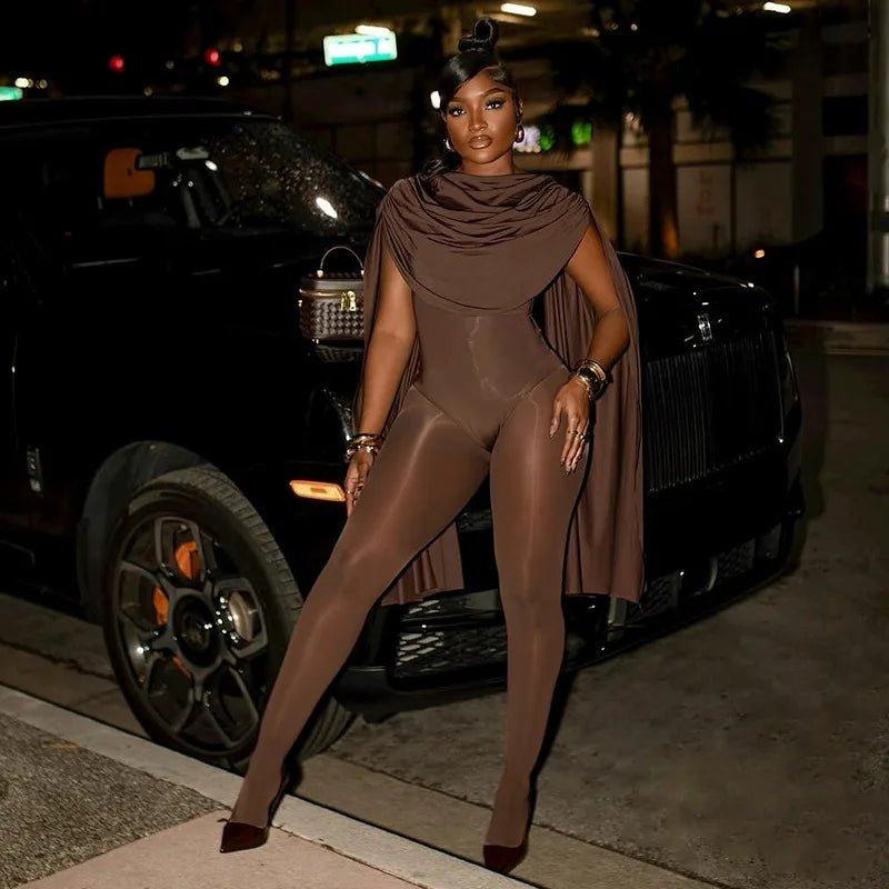 Sexy Swing Collar Jumpsuits for Women 2025 Fall Clothes One Piece Fancy Club Outfits Elegant Luxury Bodysuit Playsuit Jumpsuit
