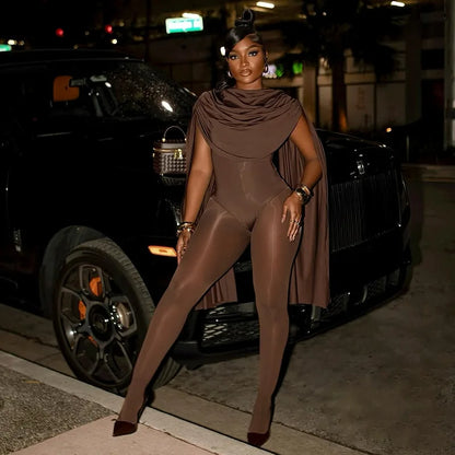 Sexy Swing Collar Jumpsuits for Women 2025 Fall Clothes One Piece Fancy Club Outfits Elegant Luxury Bodysuit Playsuit Jumpsuit